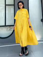 Ruffled Split-Joint Lapel Midi Dress